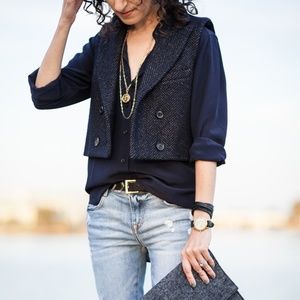 Cropped Marissa Webb blue tweed vest  Size L